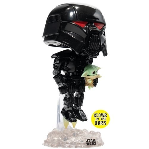 Star Wars: The Mandalorian Dark Trooper with Grogu Glow-in-the-Dark Pop! Vinyl Figure - Entertainment Earth Exclusive
