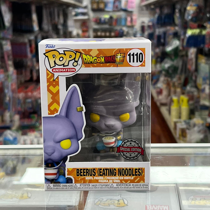 Funko Pop! DARGONBALL SUPER BEERUS (EATING NOODLES) Vinyl Figure - Exclusive (SPECIAL EDTION STICKER!)