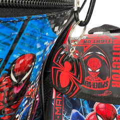 Spider-Man Backpack 4PC Set with Lunch Kit, Key Chain & Carabiner