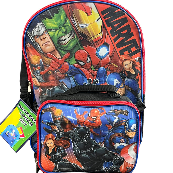 Marvel Avengers Backpack Set With Lunch Box & Water Bottle - Complete School Bundle