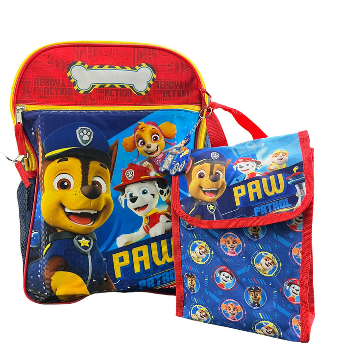Paw Patrol Backpack 4PC Set with Lunch Kit, Key Chain Carabiner