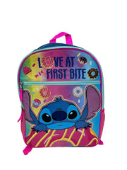DISNEY STITCH "LOVE AT FIRST BITE" 16" Backpack for Kids