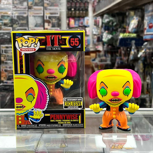 Funko Pop! HORROR MOVIES HALLOWEEN IT MOVIES PENNYWISE (Black light) Vinyl Figure ENTERTAINMENT EARTH EXCLUSIVE