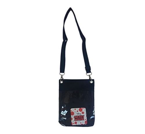 Disney Silver & Black Mickey Mouse Wallet Pouch Bag Purse Shoulder Strap 7.5"