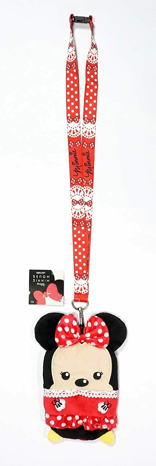 Disney Minnie Mouse Deluxe Lanyard Character ID Badge Holder Coin Purse Pouch Wallet