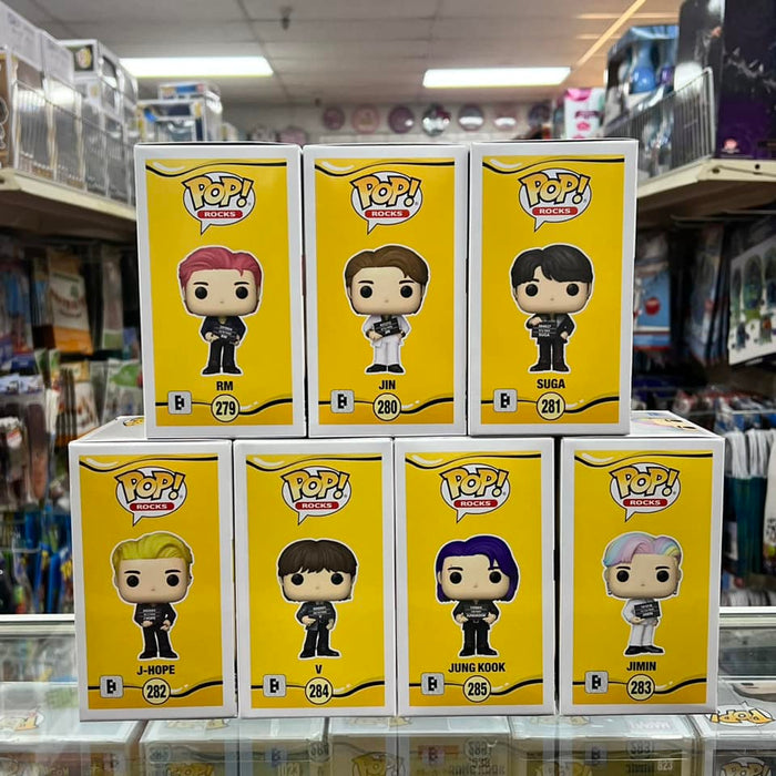 SET OF 7 Funko Pop Rocks: BTS - JUNG KOOK, RM, JIN, JIMIN, SUGA, V & J-HOPE Vinyl Figure