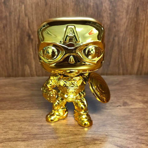 Marvel Stu10s - Chrome Color : Captain America Funko Pop # 377 Vinyl