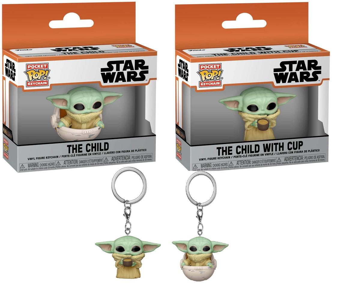 Funko Pop! Keychain: The Mandalorian - Set of 2 The child & The Child with cup Vinyl Figure Keychain