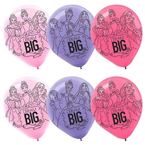 Disney Princess Latex Balloons (6ct) Birthday Party Supplies 12" HELIUM NOT INCLUDED
