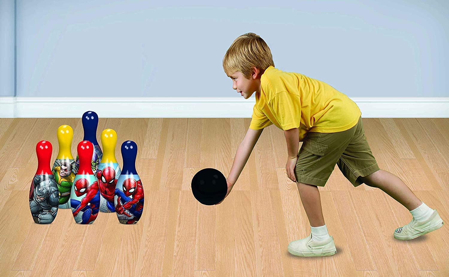 Spiderman Bowling Set Toy Game Kids Birthday Gift Toy 6 Pins &1 Ball