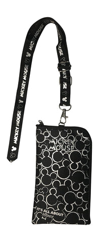 Mickey Mouse Ears Head Lanyard Pouch - Silver