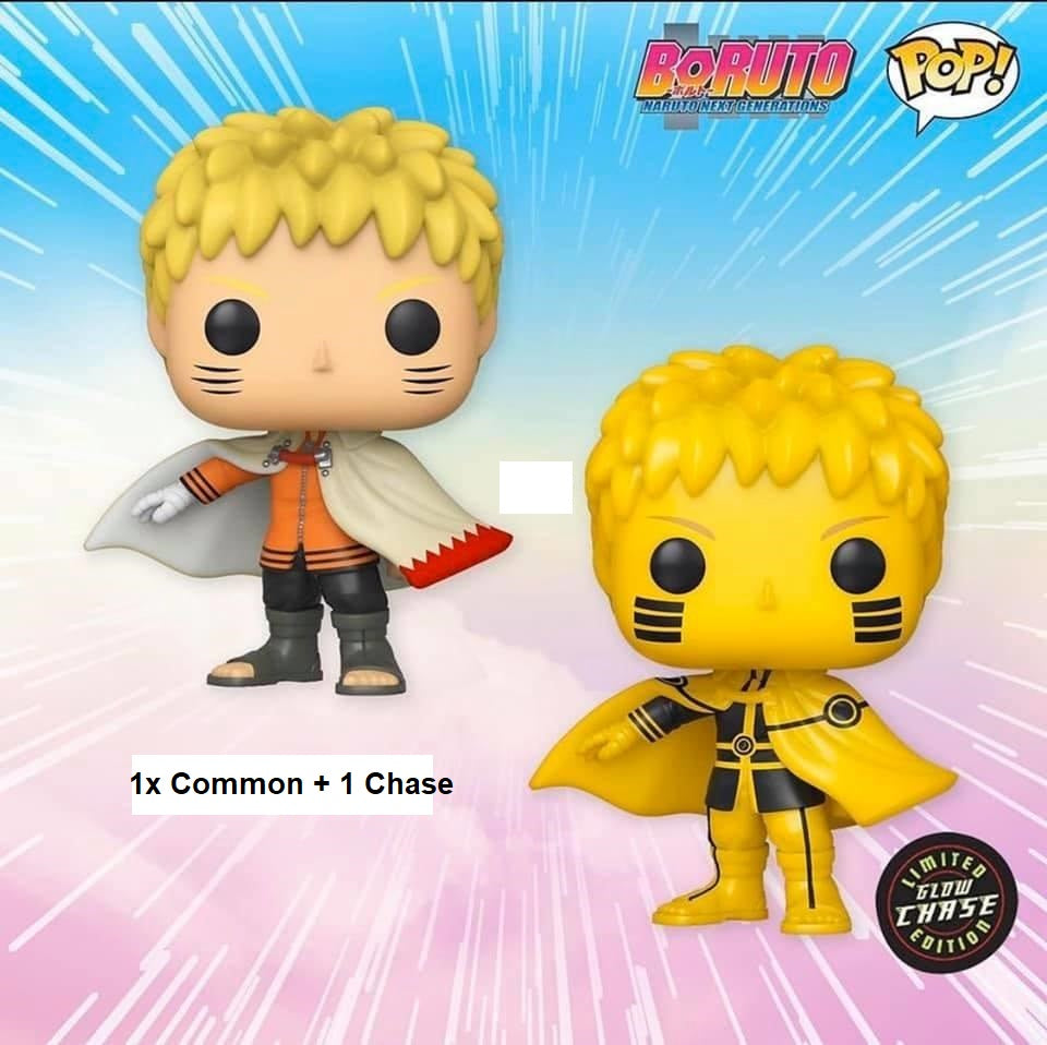 Funko Pop! Boruto: Naruto Next Generations Naruto Hokage Vinyl Figure #724 AAA Anime Exclusive COMMON + CHASE BUNDLE