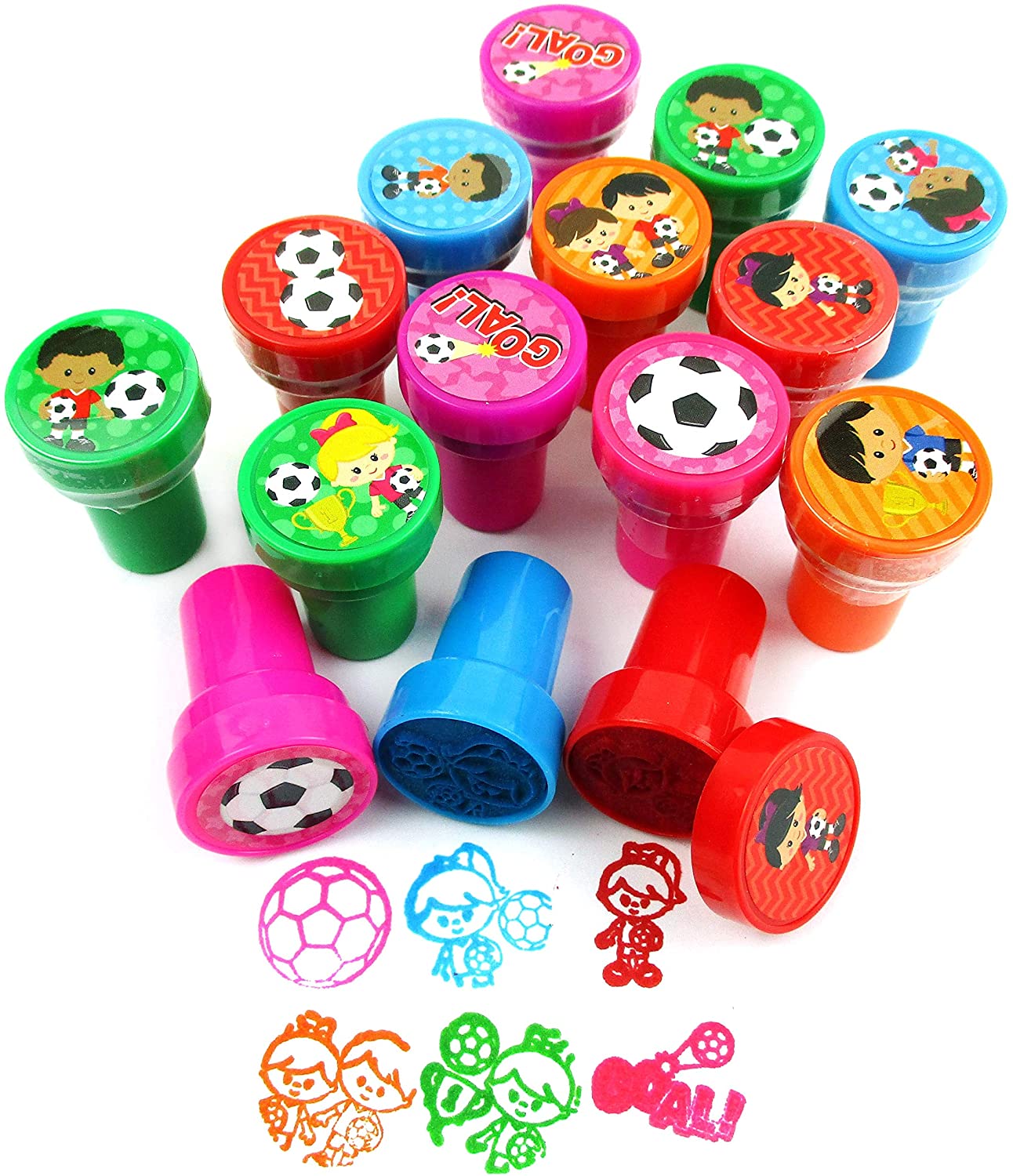 TINYMILLS 24 Pcs Soccer Stampers for Kids Party Favors Supply