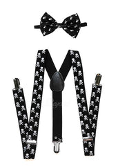 Halloween Skull Matching Set Suspender and Bow Tie
