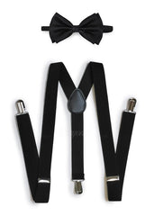 Black Matching Set Suspender and Bow Tie