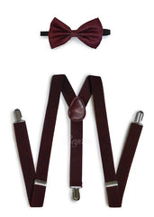 Burgundy Matching Set Suspender and Bow Tie