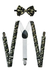 Camo Matching Set Suspender and Bow Tie