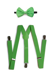 Light Green Matching Set Suspender and Bow Tie