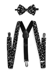 Music Notes Matching Set Suspender and Bow Tie