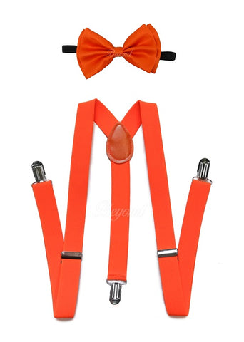 Orange Matching Set Suspender and Bow Tie