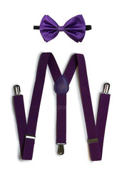 Neon Purple Matching Set Suspender and Bow Tie