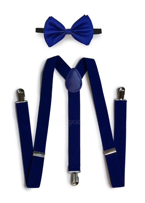 Royal Blue Matching Set Suspender and Bow Tie