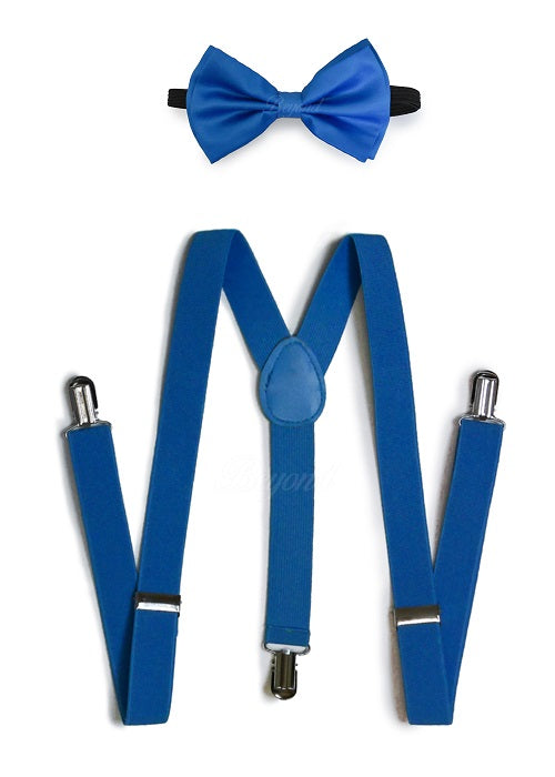 Light Blue Matching Set Suspender and Bow Tie