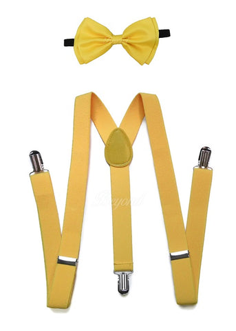 Yellow Matching Set Suspender and Bow Tie