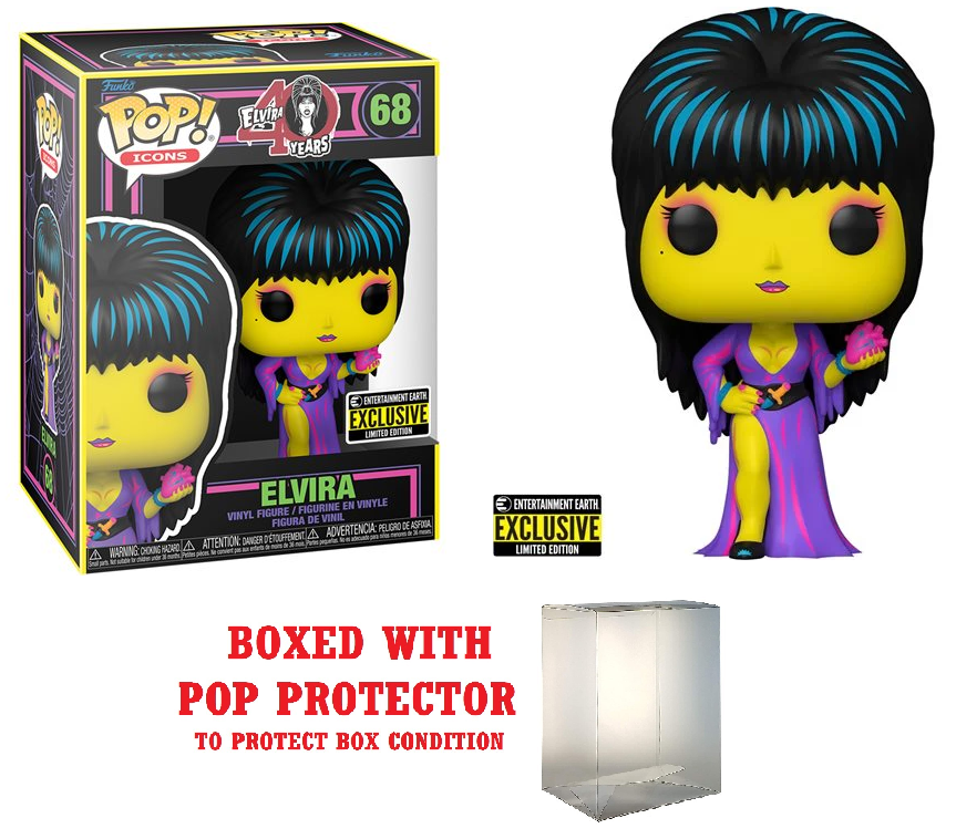 Funko Pop! HORROR ICON HALLOWEEN Elvira Black Light Pop! Vinyl Figure - Entertainment Earth Exclusive