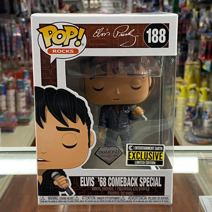 Funko Pop! Rocks Elvis Presley 1968 Comeback Special Diamond Glitter Vinyl Figure #188