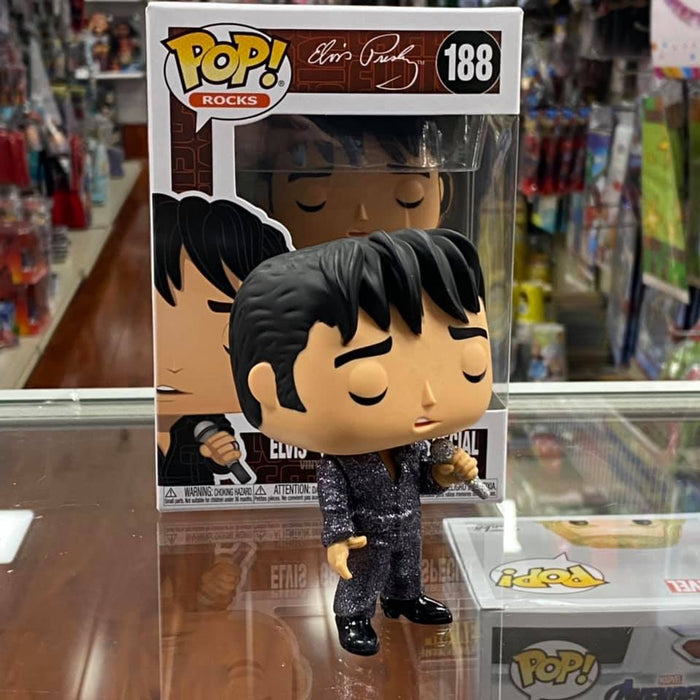 Funko Pop! Rocks Elvis Presley 1968 Comeback Special Diamond Glitter Vinyl Figure #188