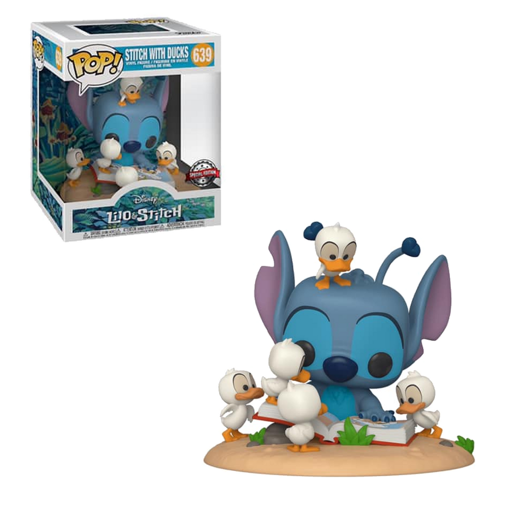 Funko POP! Disney: Lilo & Stitch - Stitch with Ducks Deluxe #636 Exclusive Vinyl Figure Special Edition Sticker