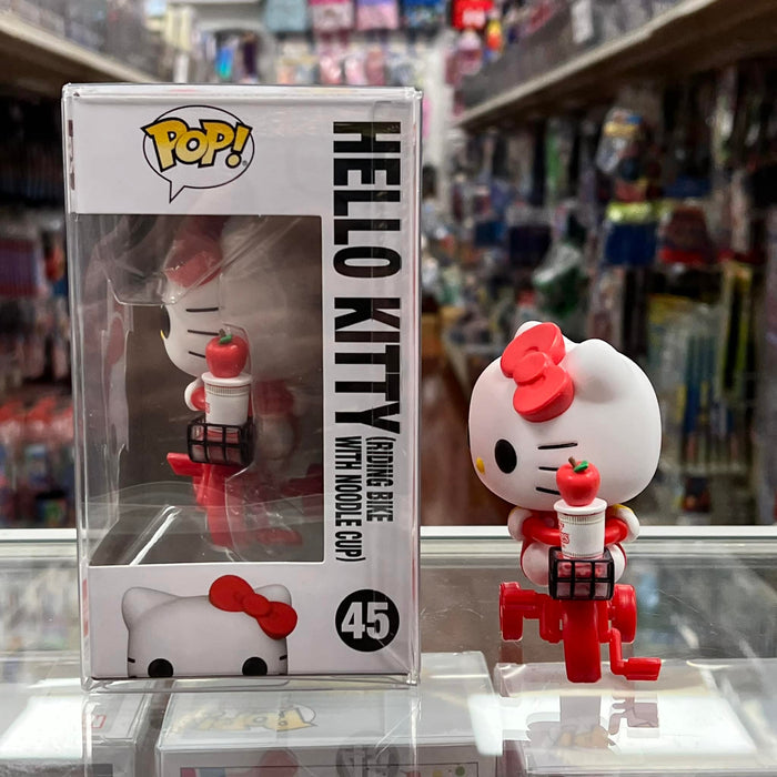 Funko Pop! Sanrio: CUP NOODLES X HELLO KITTY (riding BIKE with noodle cup) Vinyl Figure #45