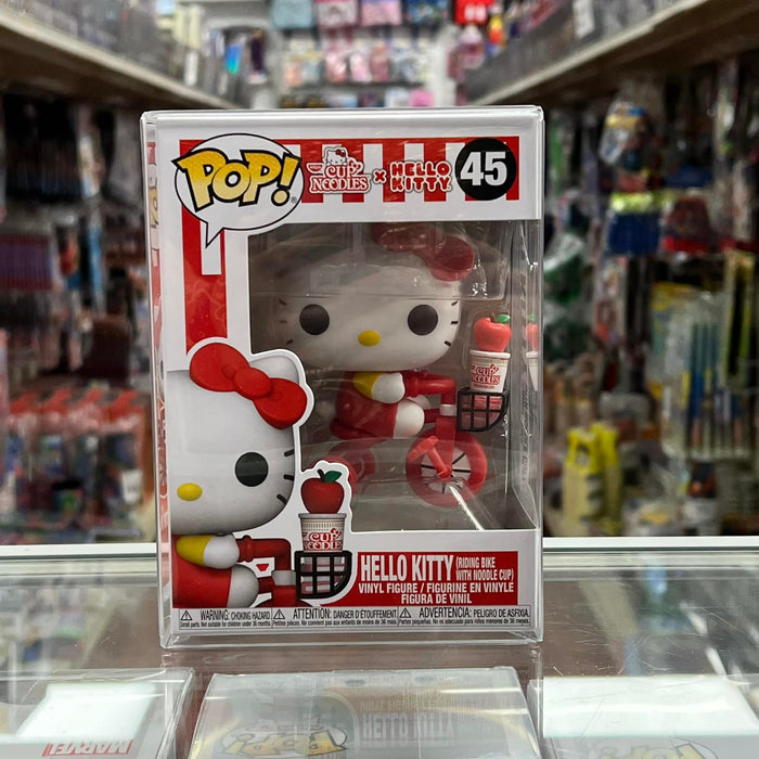 Funko Pop! Sanrio: CUP NOODLES X HELLO KITTY (riding BIKE with noodle cup) Vinyl Figure #45