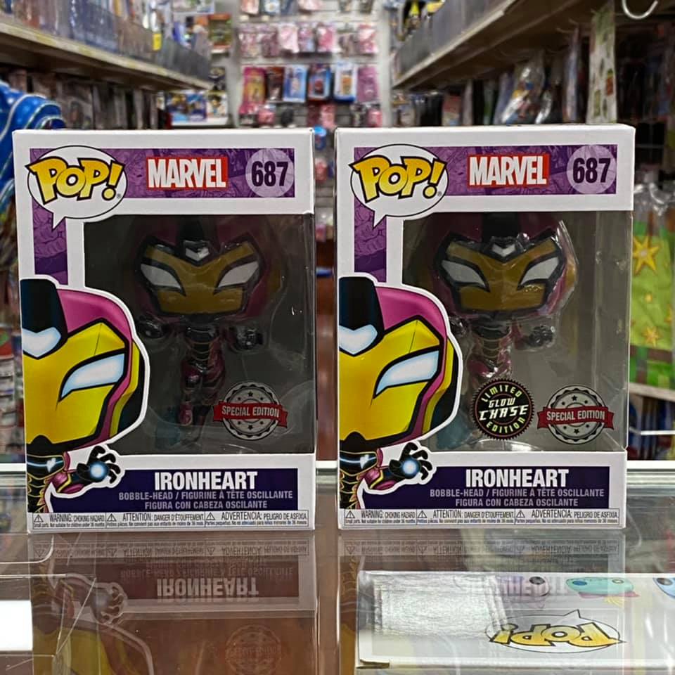 Funko Pop! MARVEL IRONHEART Common & Chase Bundle Bobble-head Figure #687 Special Edition Sticker!