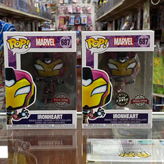 Funko Pop! MARVEL IRONHEART Common & Chase Bundle Bobble-head Figure #687 Special Edition Sticker!