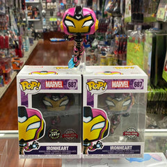 Funko Pop! MARVEL IRONHEART Common & Chase Bundle Bobble-head Figure #687 Special Edition Sticker!