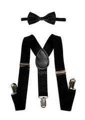 Kids Toddler Black Matching Set Suspender and Bow Tie