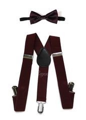 Kids Toddler Burgundy Matching Set Suspender and Bow Tie