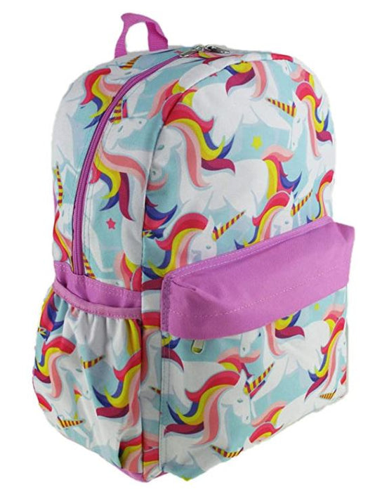Unicorn - All over Print 16" Canvas Pink Backpack