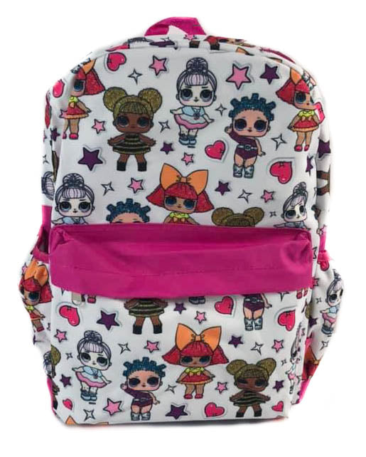 L.O.L. Surprise! All over Print 16" Canvas Pink & White Backpack
