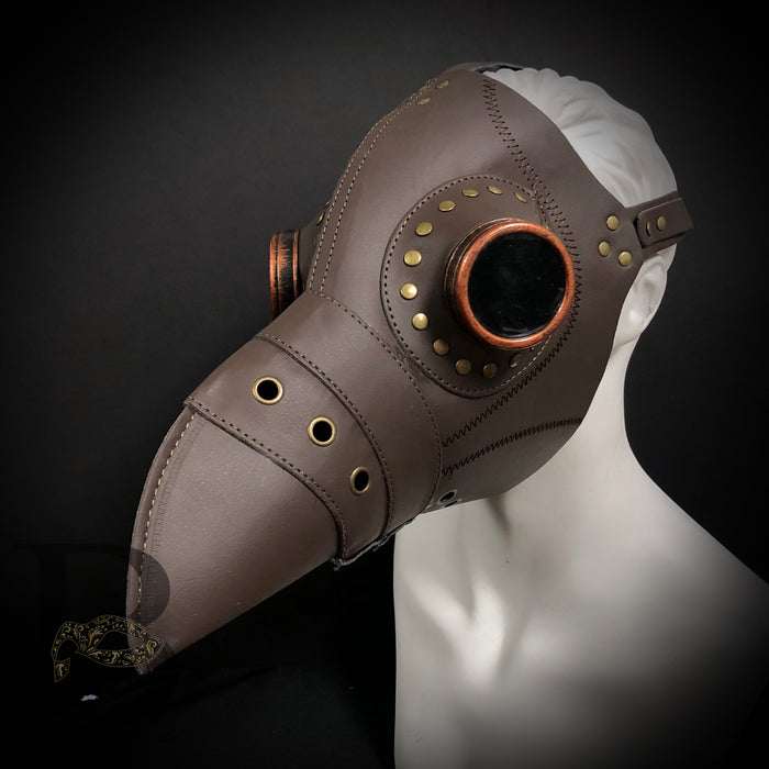 Men's Masks: Plague Doctor Masks - Steampunk Mask Brown Raven Bird Masquerade Mask Head Harness Mask with Long Nose Beak