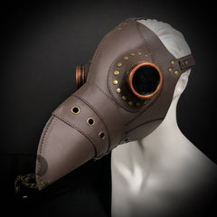 Men's Masks: Plague Doctor Masks - Steampunk Mask Brown Raven Bird Masquerade Mask Head Harness Mask with Long Nose Beak
