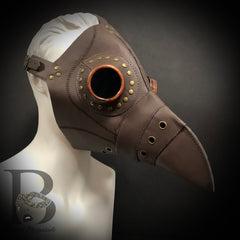 Men's Masks: Plague Doctor Masks - Steampunk Mask Brown Raven Bird Masquerade Mask Head Harness Mask with Long Nose Beak