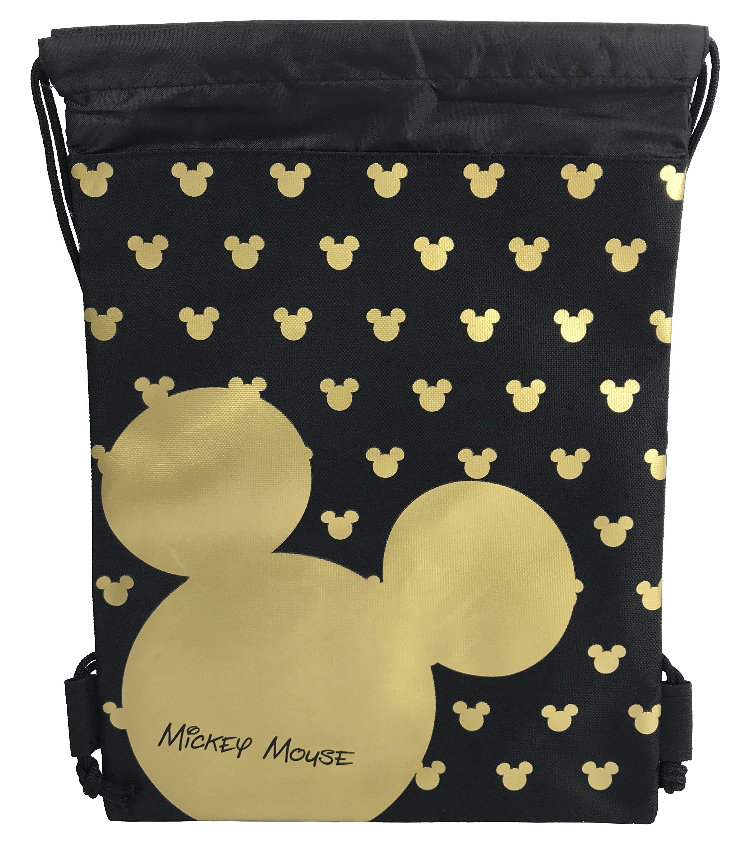 Gold & Silver Mickey Mouse Head Drawstring Backpack Gym Tote Bags