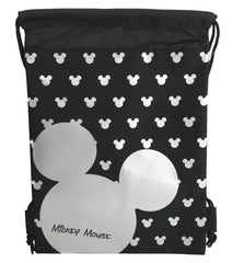 Gold & Silver Mickey Mouse Head Drawstring Backpack Gym Tote Bags
