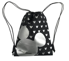 Gold & Silver Mickey Mouse Head Drawstring Backpack Gym Tote Bags