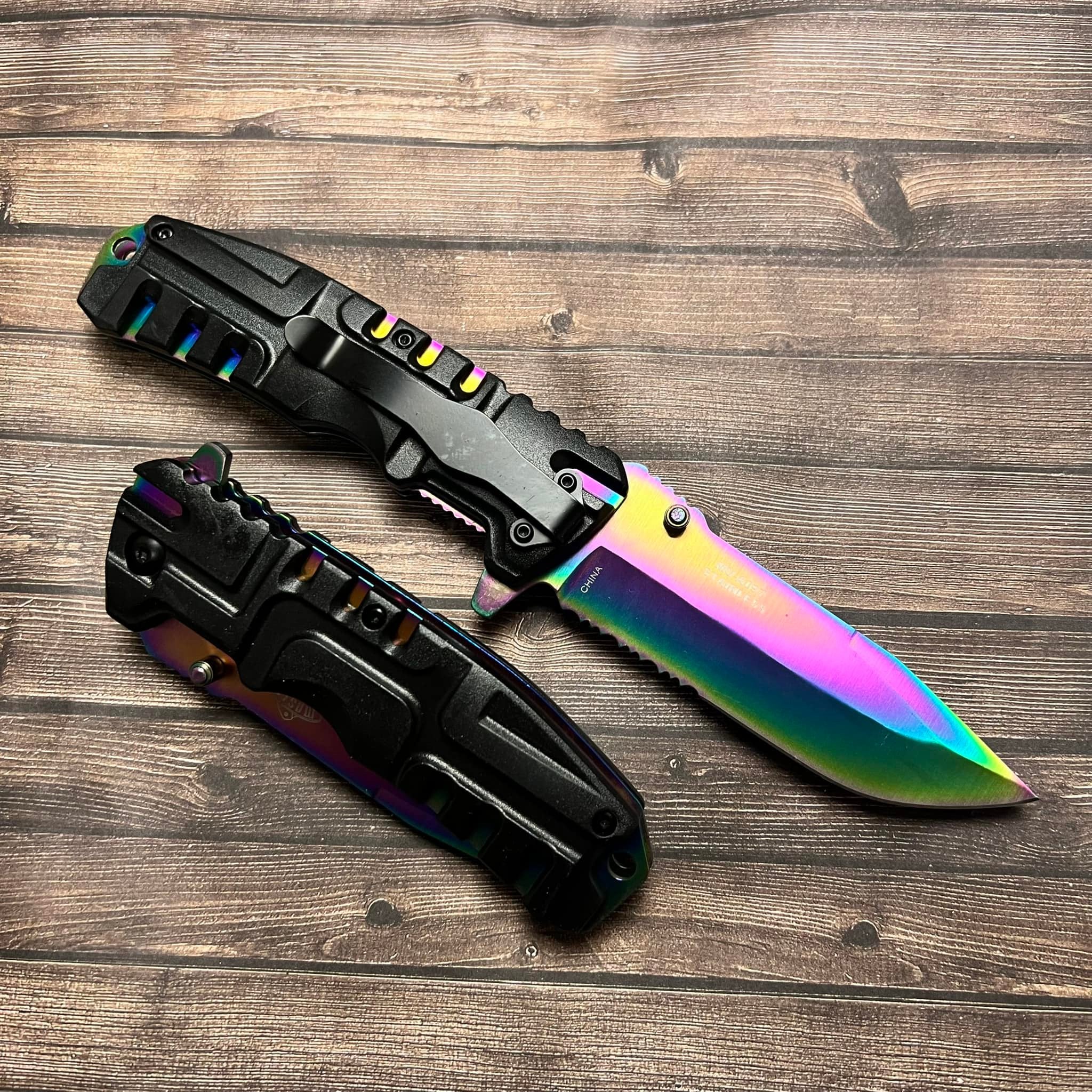 8.5" MASTER USA RAINBOW BLADE SPRING ASSISTED TACTICAL FOLDING POCKET KNIFE