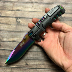 8.5" MASTER USA RAINBOW BLADE SPRING ASSISTED TACTICAL FOLDING POCKET KNIFE