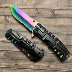 8.5" MASTER USA RAINBOW BLADE SPRING ASSISTED TACTICAL FOLDING POCKET KNIFE